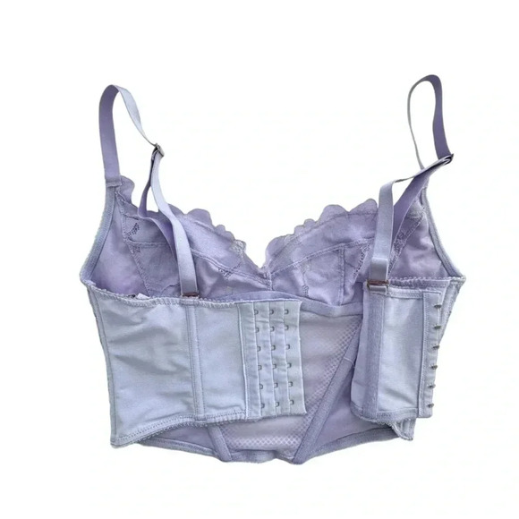 Savage xFenty Purple Floral Glow Lace Bustier Size Small Adjustable lingerie Bra - Picture 7 of 11